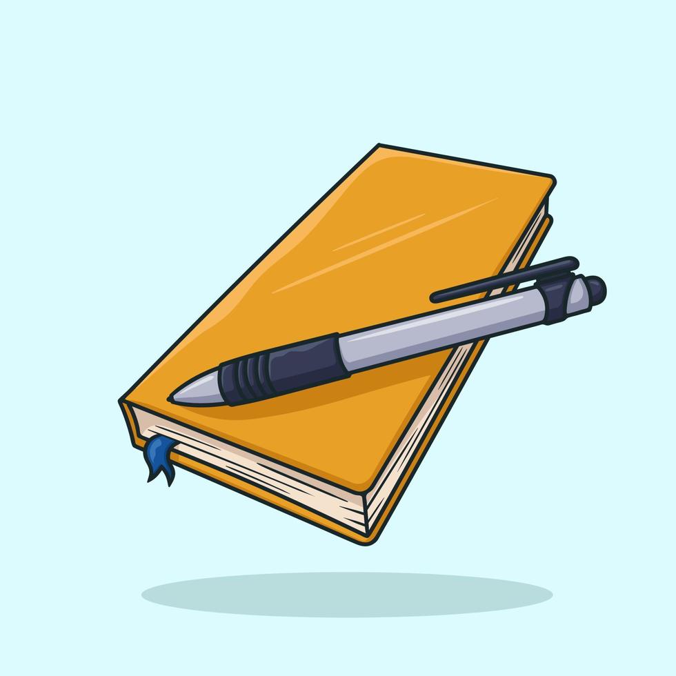 Book and pen Cartoon Vector