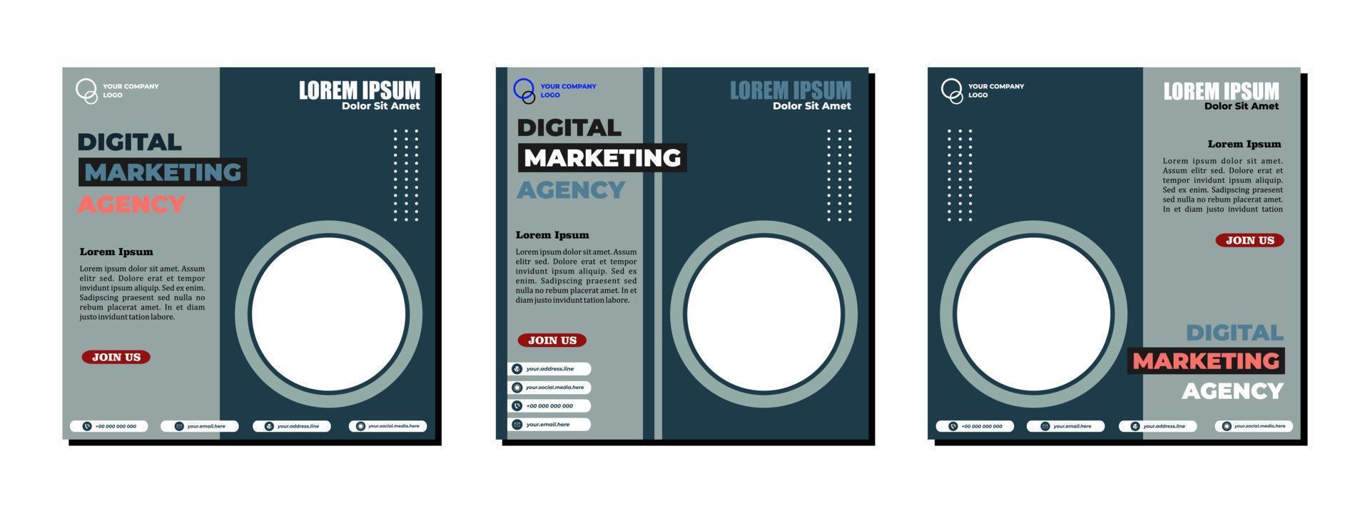Social media posts template modern design, for digital marketing online. vector