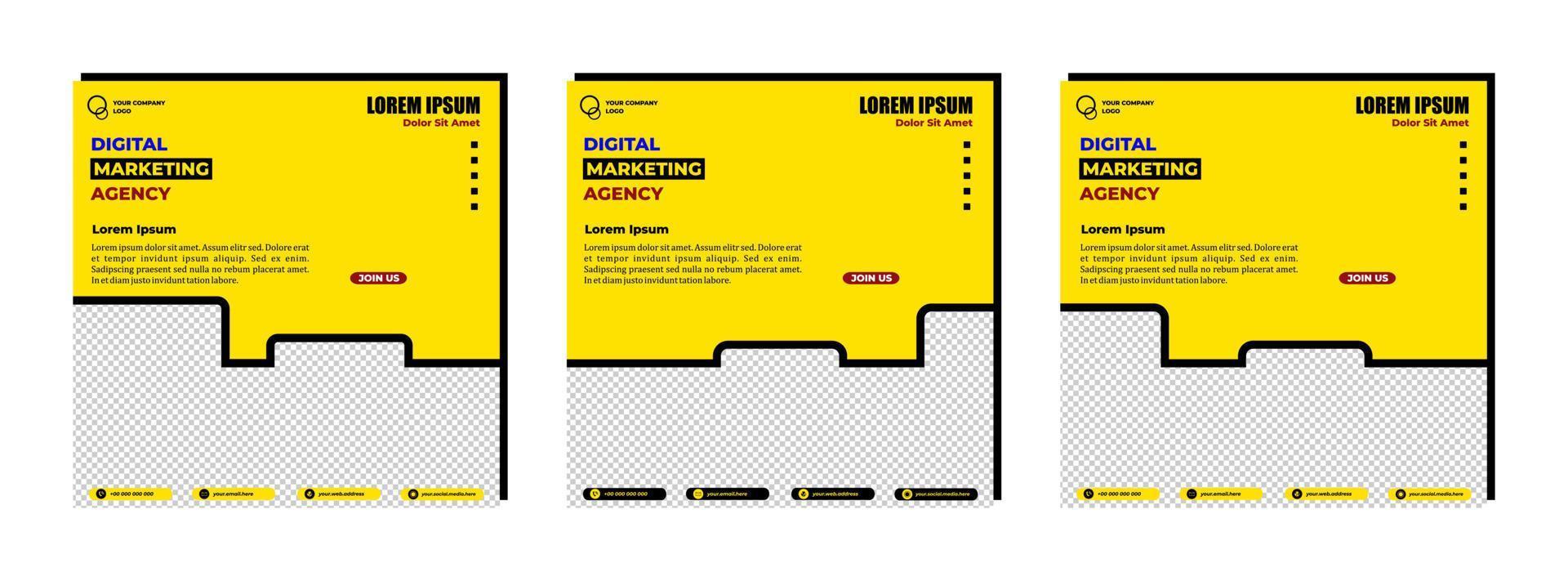 Social media posts template modern design, for digital marketing online. vector