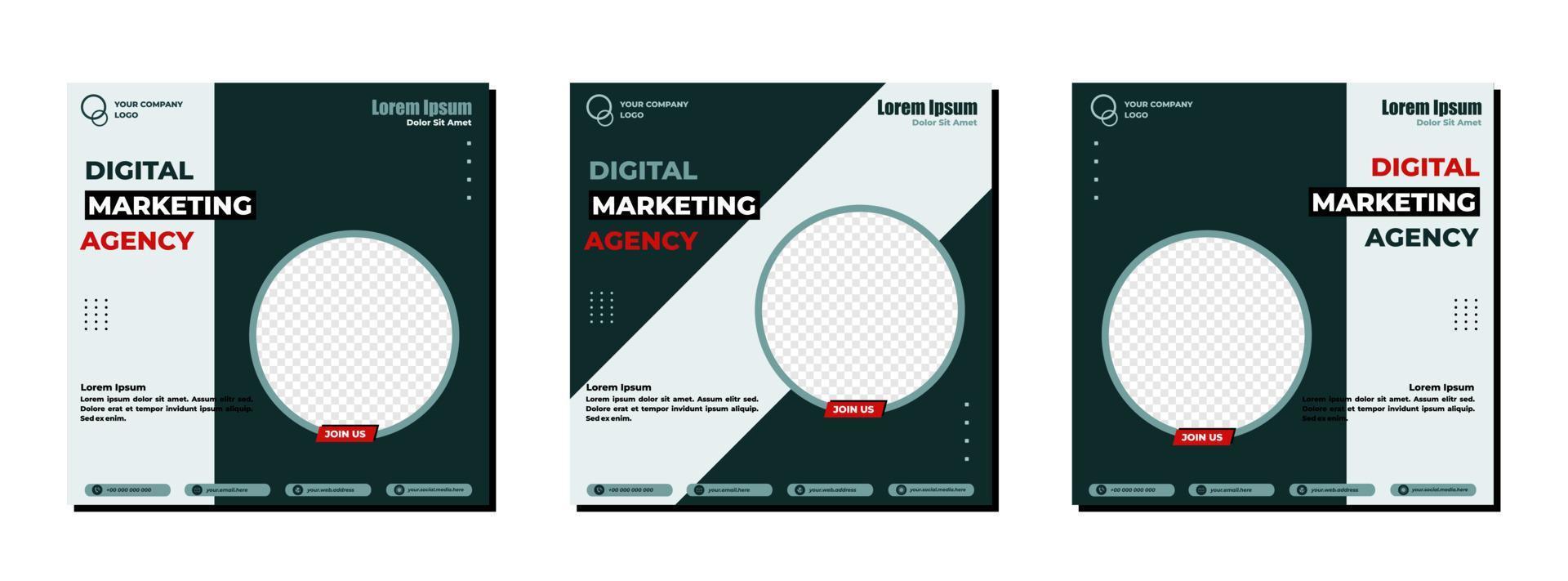 Social media posts template modern design, for digital marketing online vector