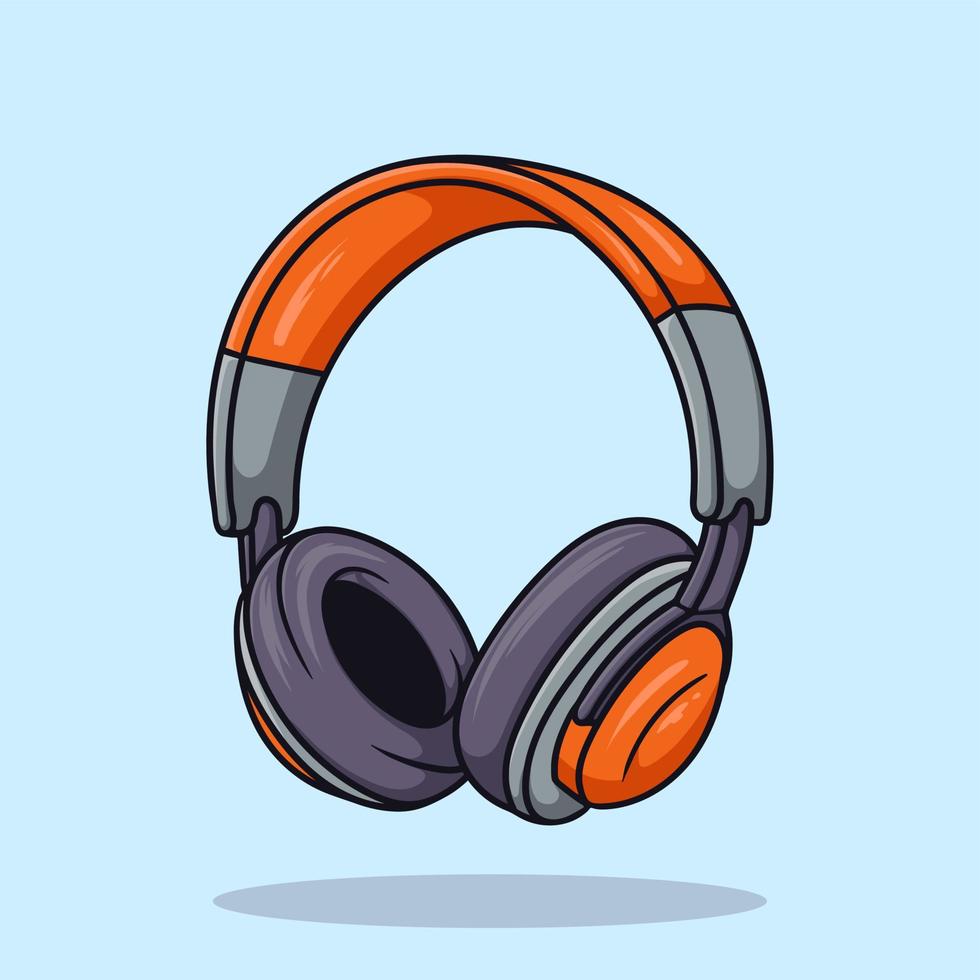 Headphone Orange Cartoon Icon Vector
