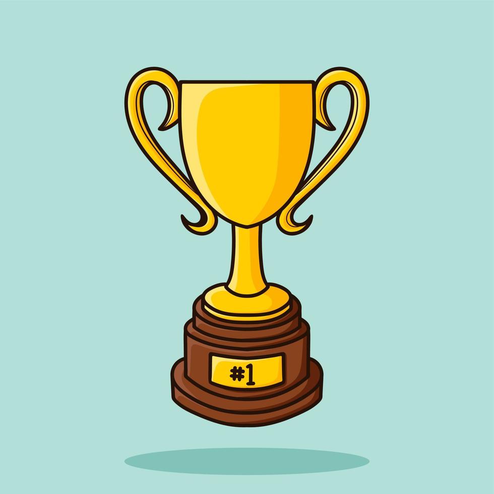 Trophy Cup Gold Cartoon Icon Vector