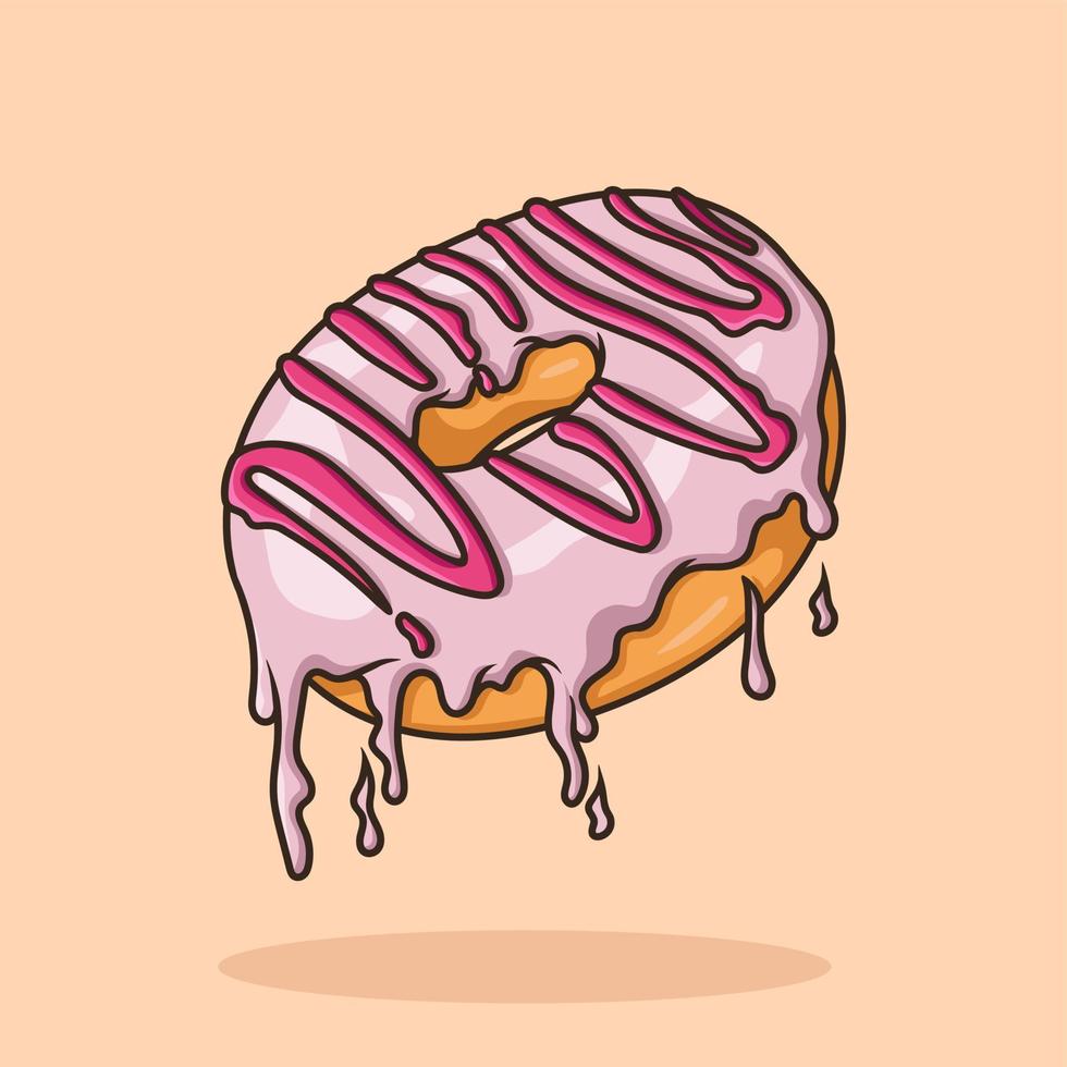 vector de icono de dibujos animados derretido donut volador