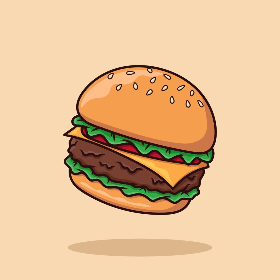 Vector De Dibujos Animados De Hamburguesa Con Queso 8693489 Vector En Vecteezy 