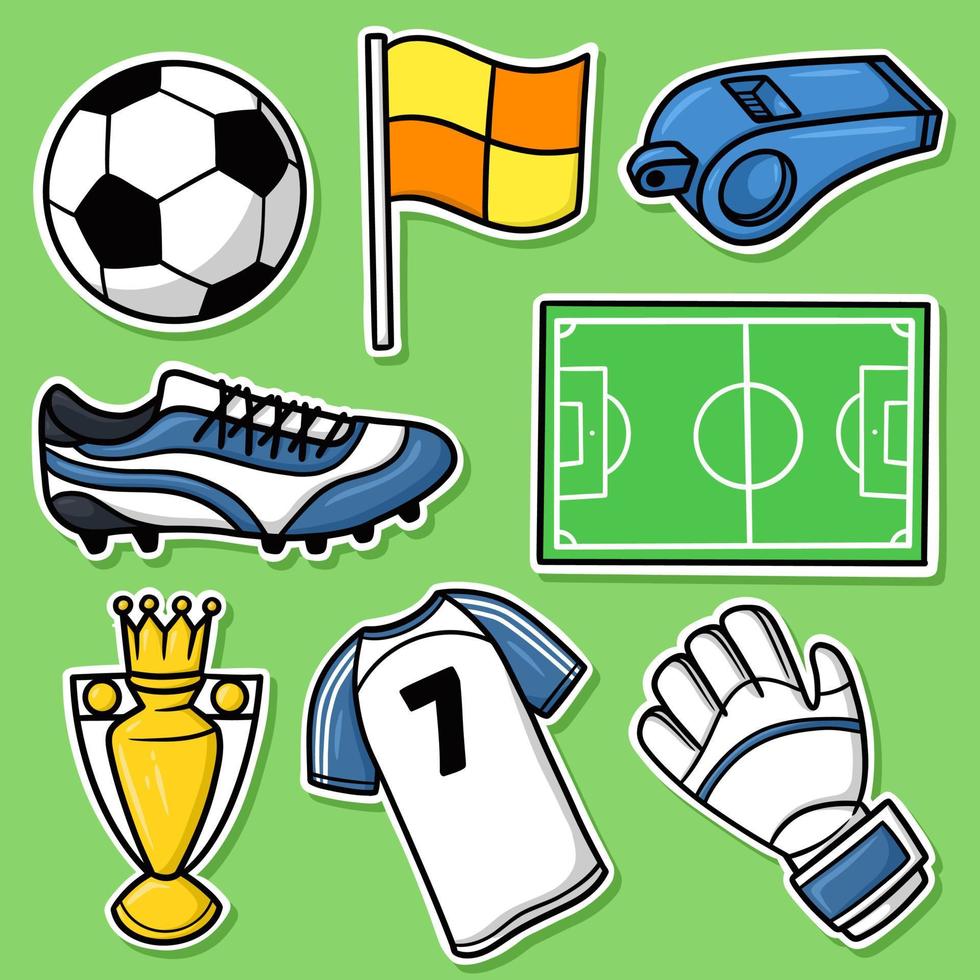 vector de dibujos animados de fútbol conjunto de pegatinas 8693509