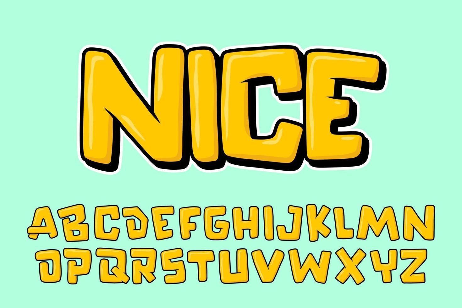 Alphabet Yellow Cute Simple Graffity text vector Letter