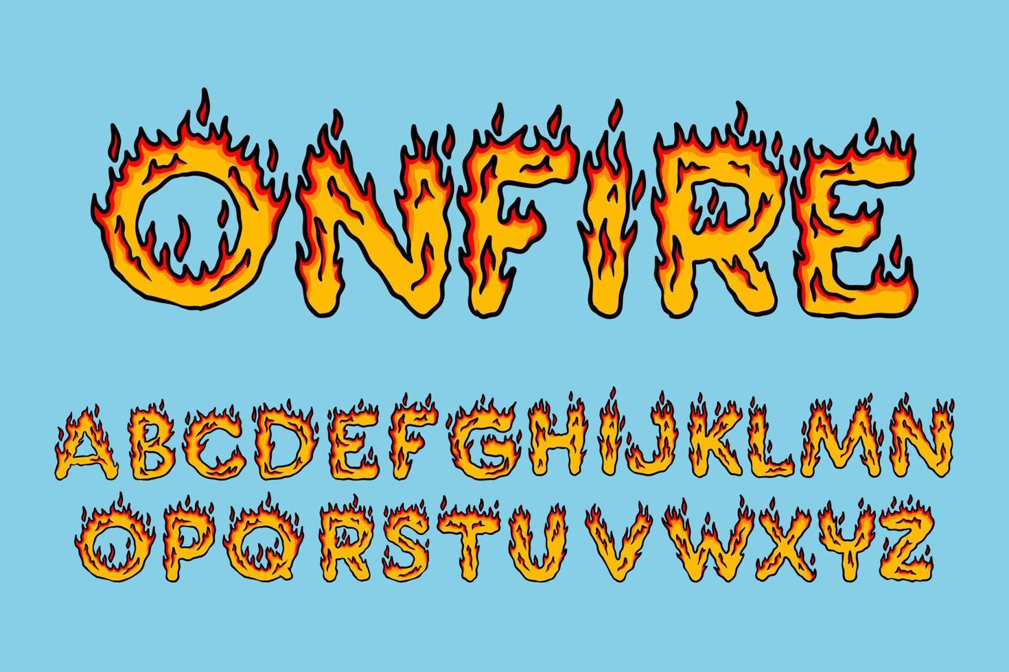 alfabeto fuego texto vector letras