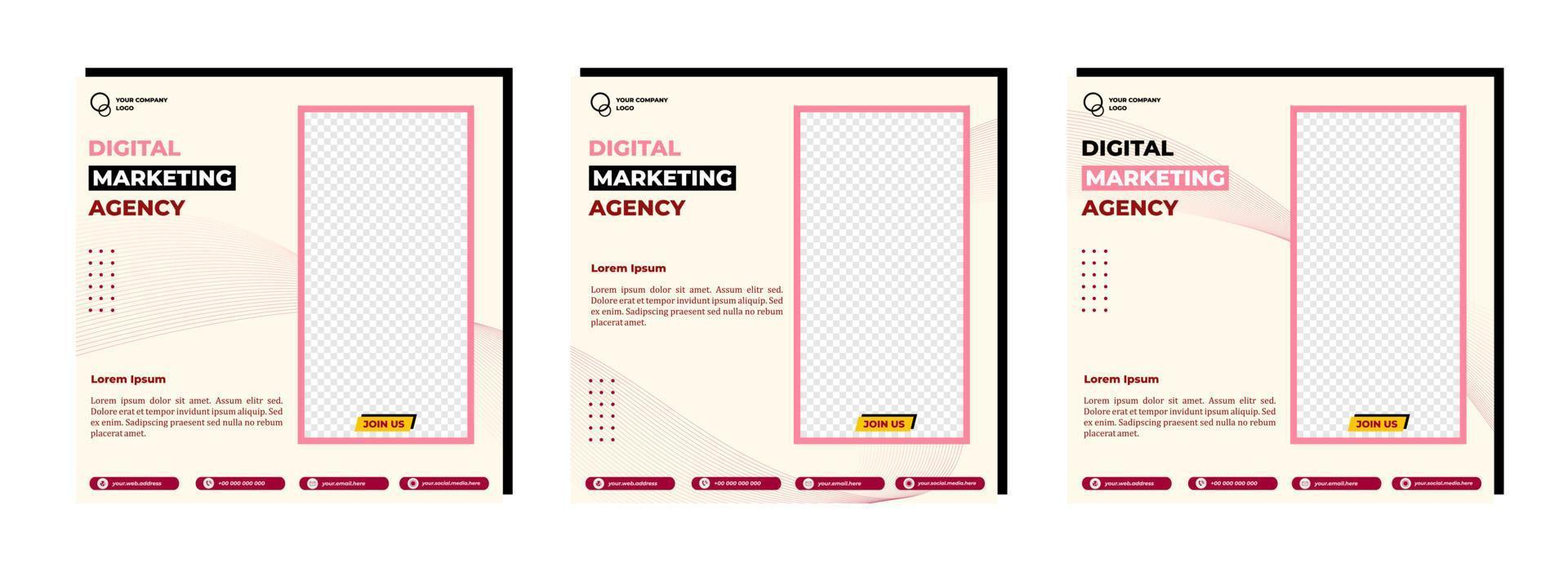 Social media posts template modern design, for digital marketing online vector