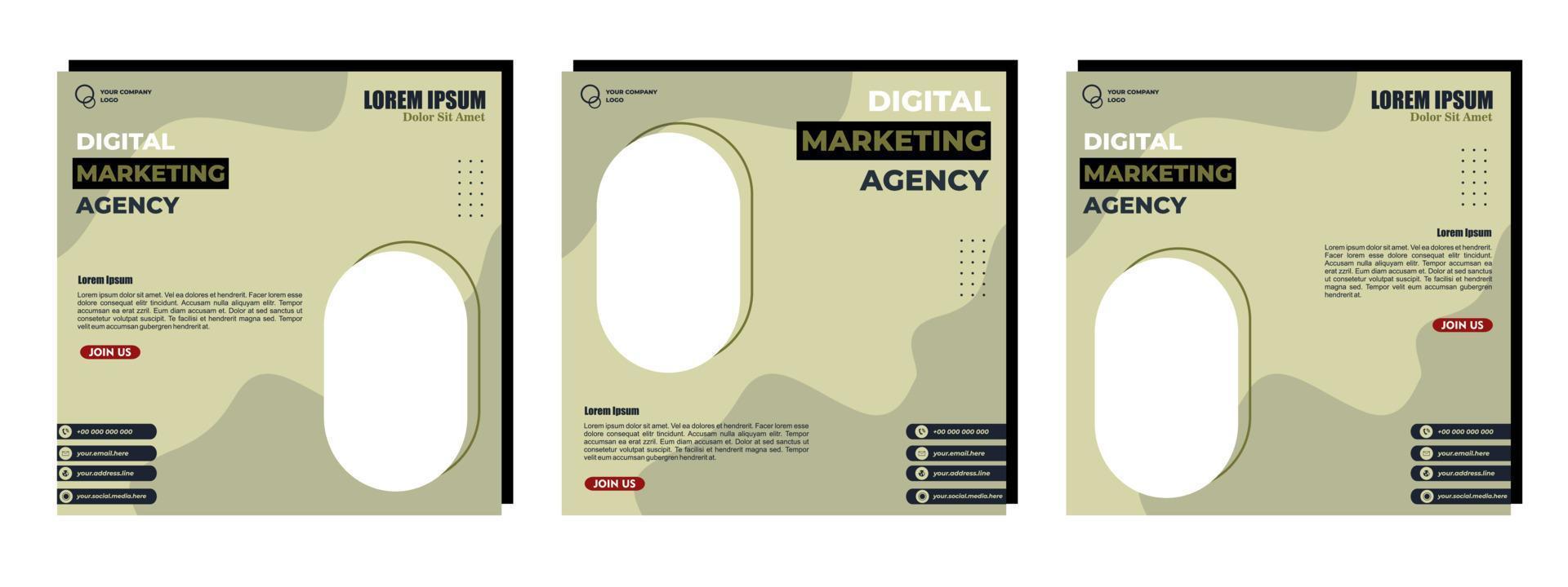 Social media posts template modern design, for digital marketing online. vector