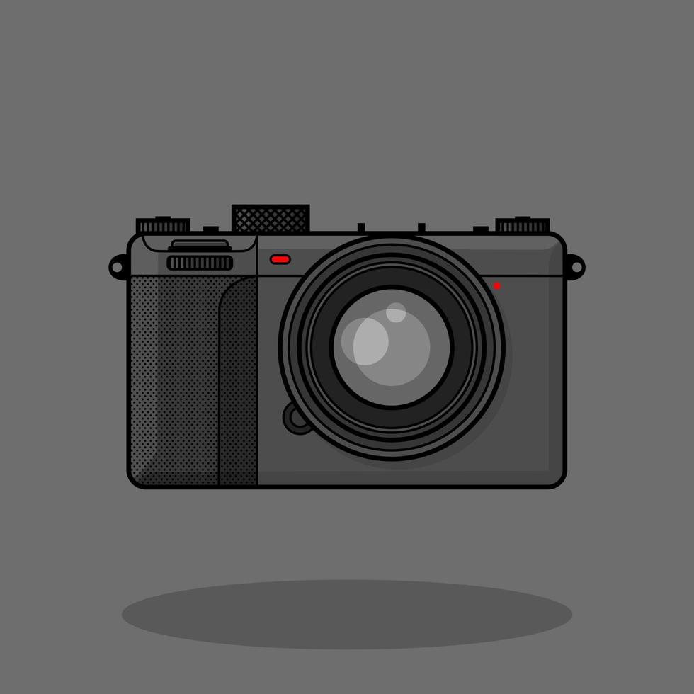 Black Camera Mirrorles Vintage Flat Hand Drawn Cartoon Vector Isolated