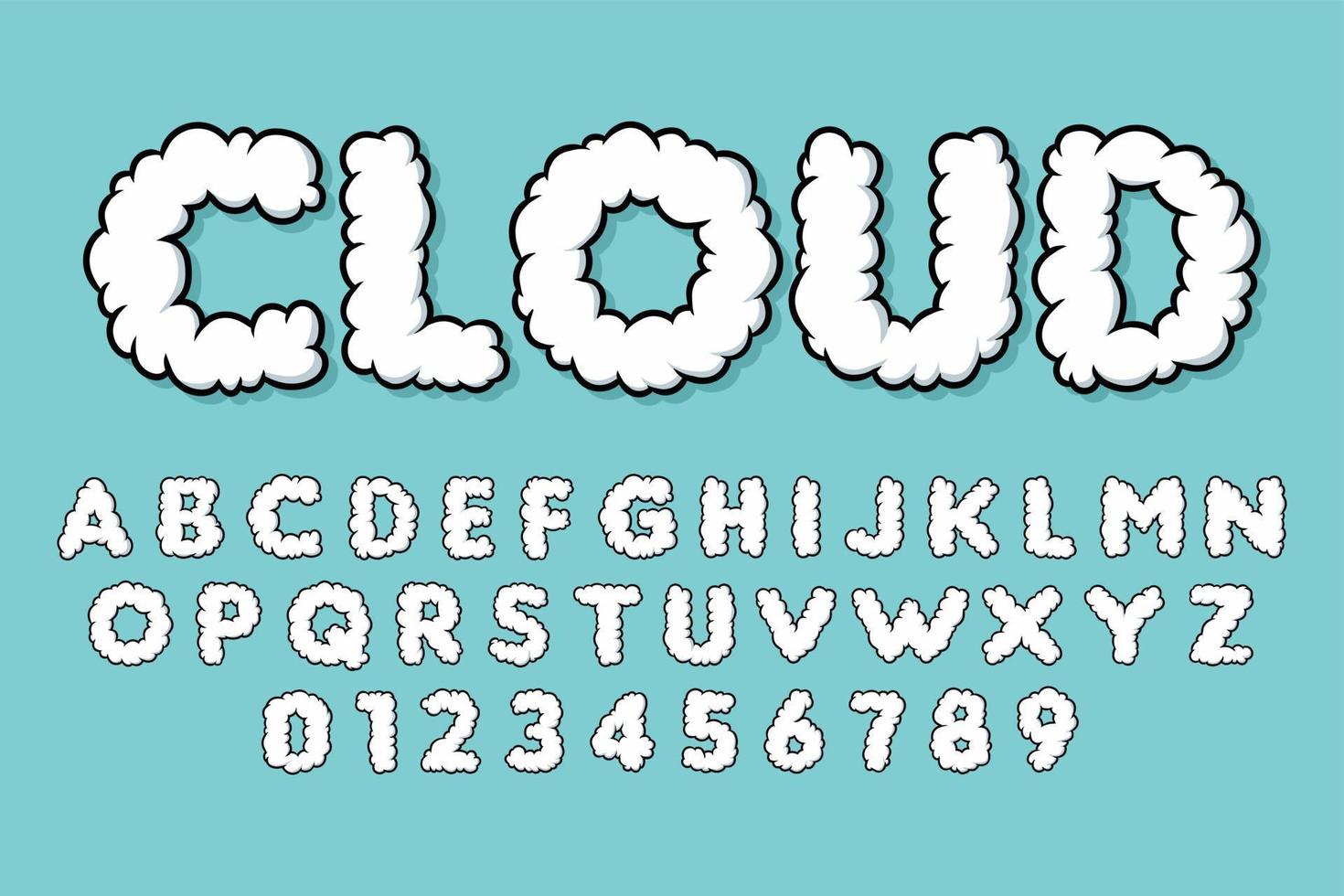 alfabeto nube burbuja lindo tipografía conjunto concepto dibujos animados vector