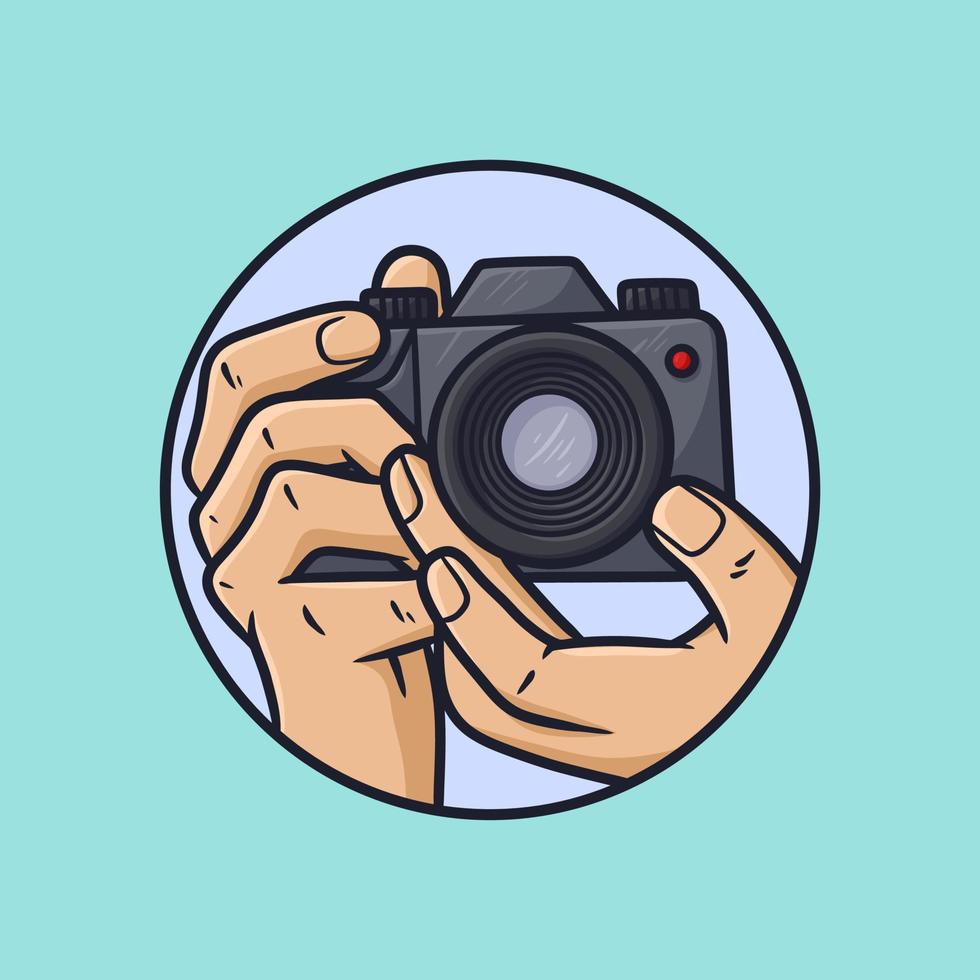 Holding the Camera With Two Hands Illustration Cartoon Vector