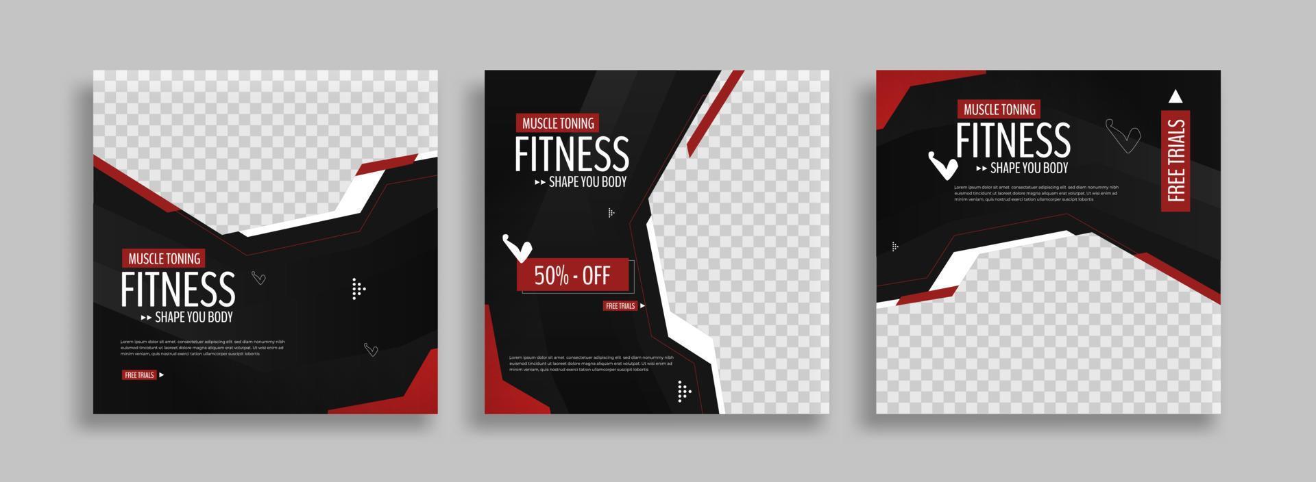 fitness sosial media post template vector