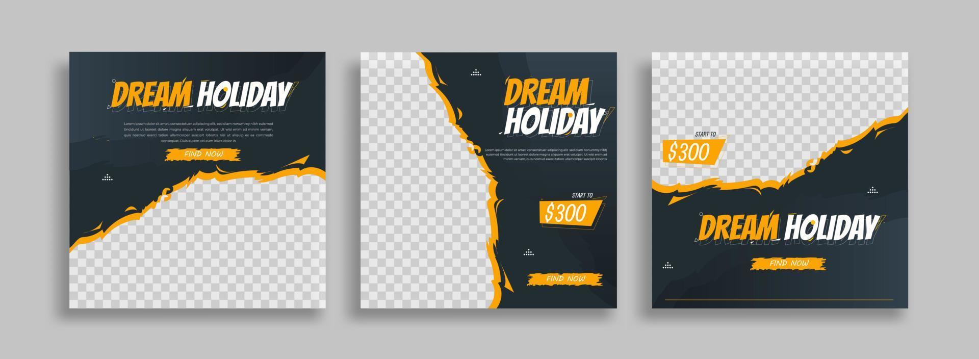 travel sosial media post template vector