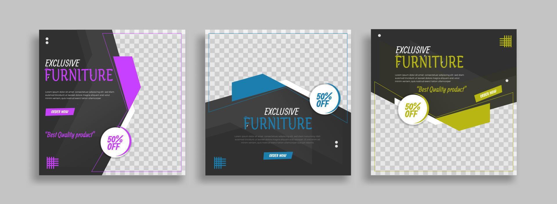 furniture sosial media post template vector