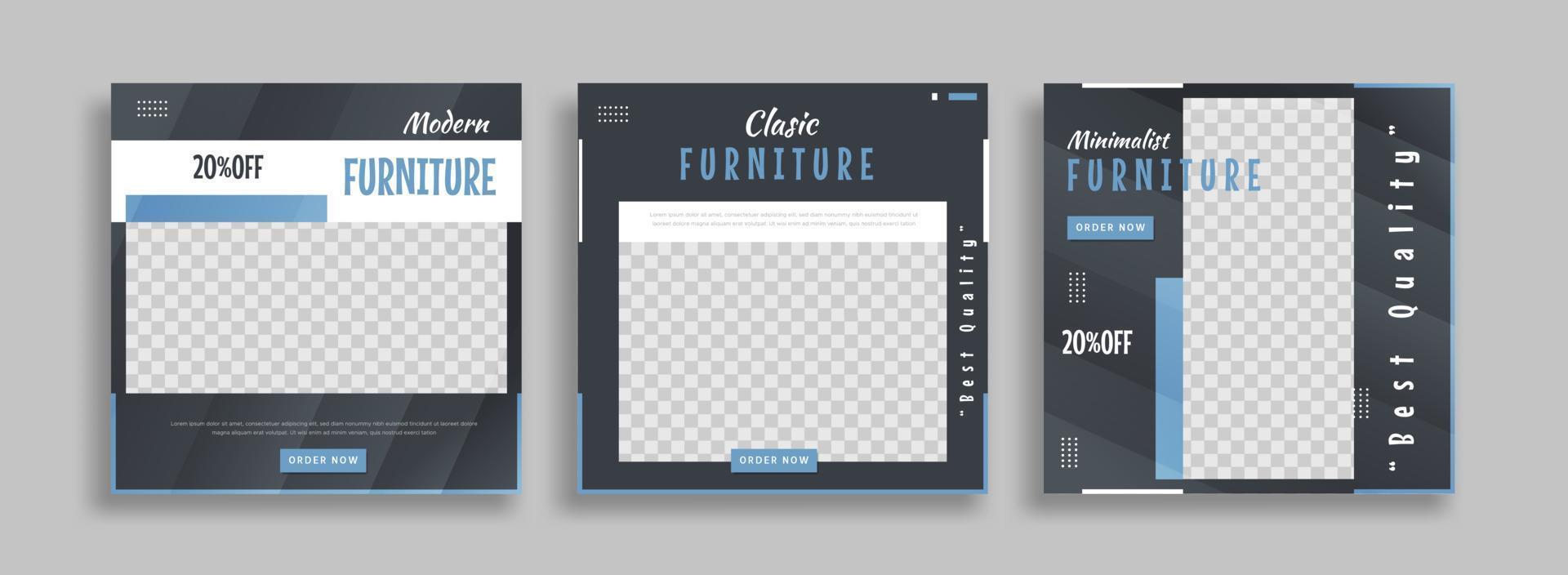 furniture sosial media post template vector