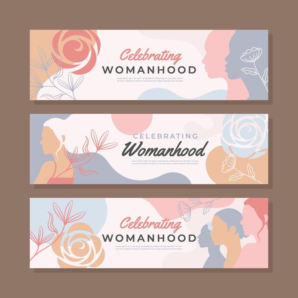 Celebrating Womanhood Banner Templates vector