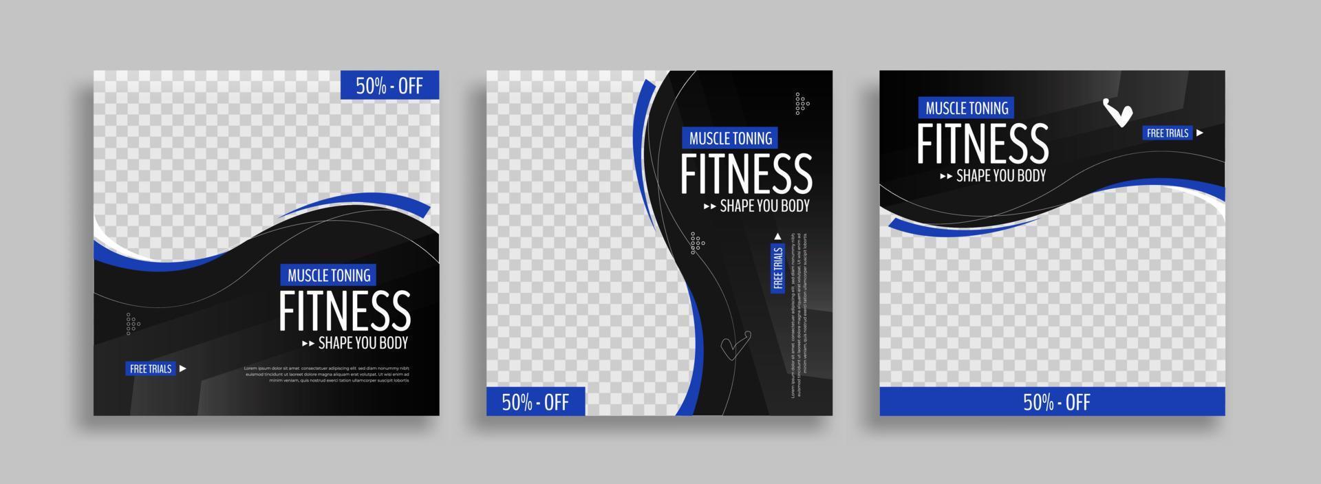 fitness sosial media post template vector