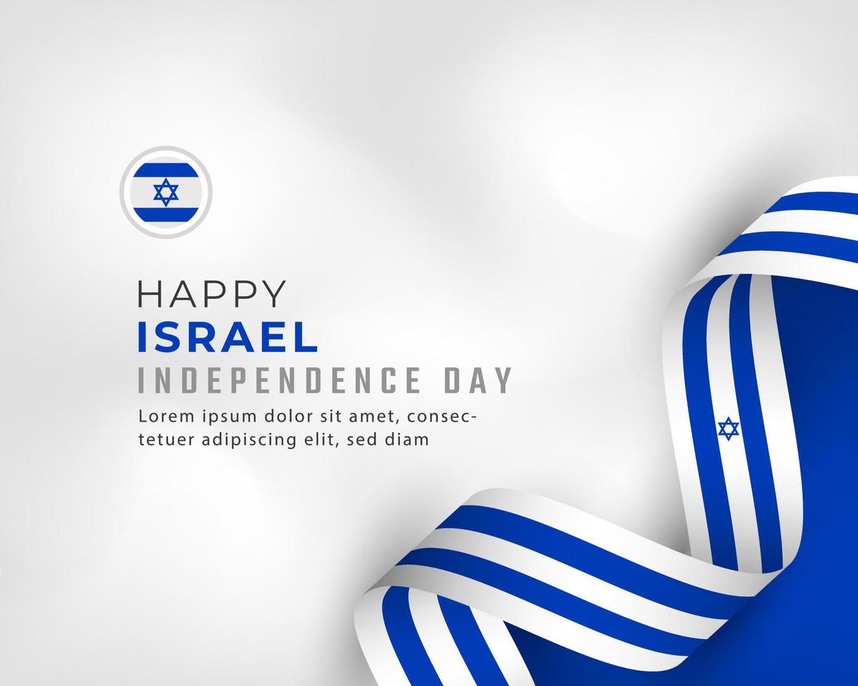 feliz celebración del día de la independencia de israel ilustración de diseño vectorial. plantilla para poster, pancarta, publicidad, tarjeta de felicitación o elemento de diseño de impresión vector