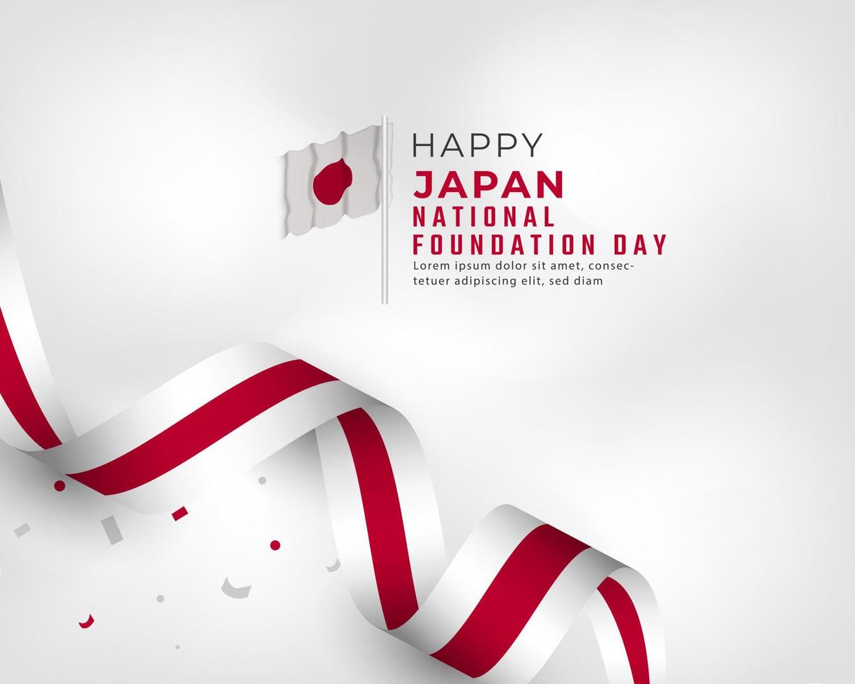 feliz día de la fundación nacional de japón 11 de febrero celebración ilustración de diseño vectorial. plantilla para poster, pancarta, publicidad, tarjeta de felicitación o elemento de diseño de impresión vector