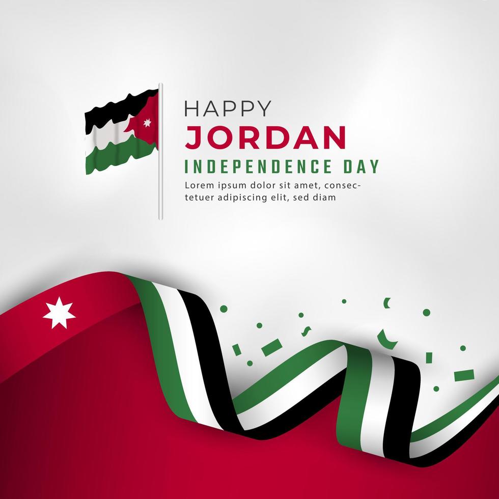 Happy Jordan Independence Day May 25th Celebration Vector Design Illustration. Template for Poster, Banner, Advertising, Greeting Card or Print Design Element