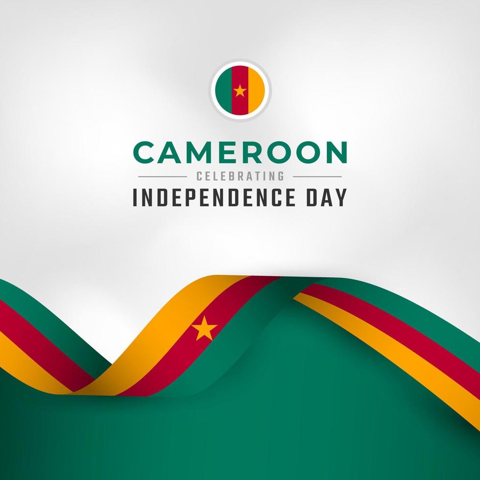 feliz día de la independencia de camerún 1 de enero celebración ilustración de diseño vectorial. plantilla para poster, pancarta, publicidad, tarjeta de felicitación o elemento de diseño de impresión vector