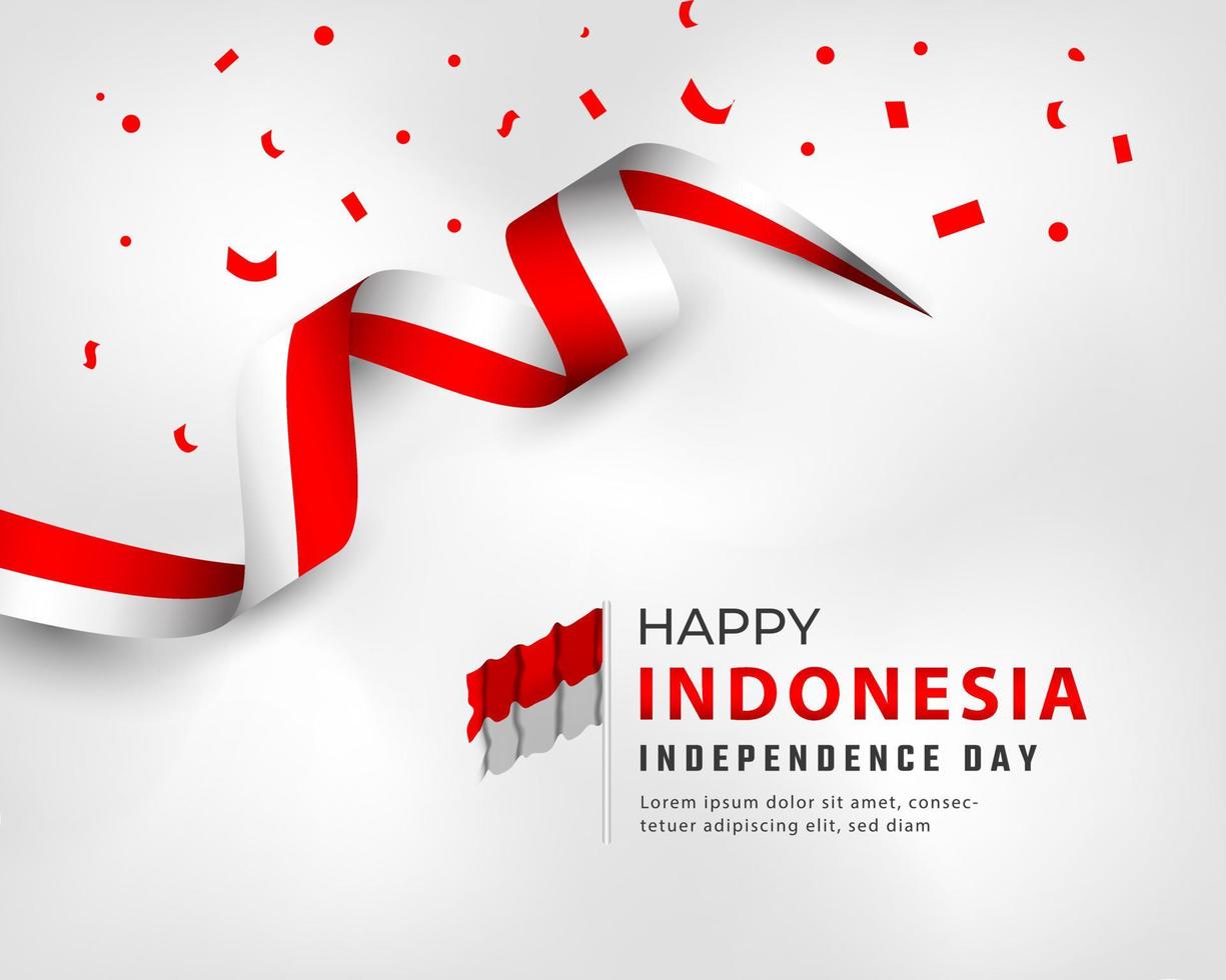 Happy Indonesia Independence Day 17 August Celebration Vector Design Illustration. Template for Poster, Banner, Advertising, Greeting Card or Print Design Element