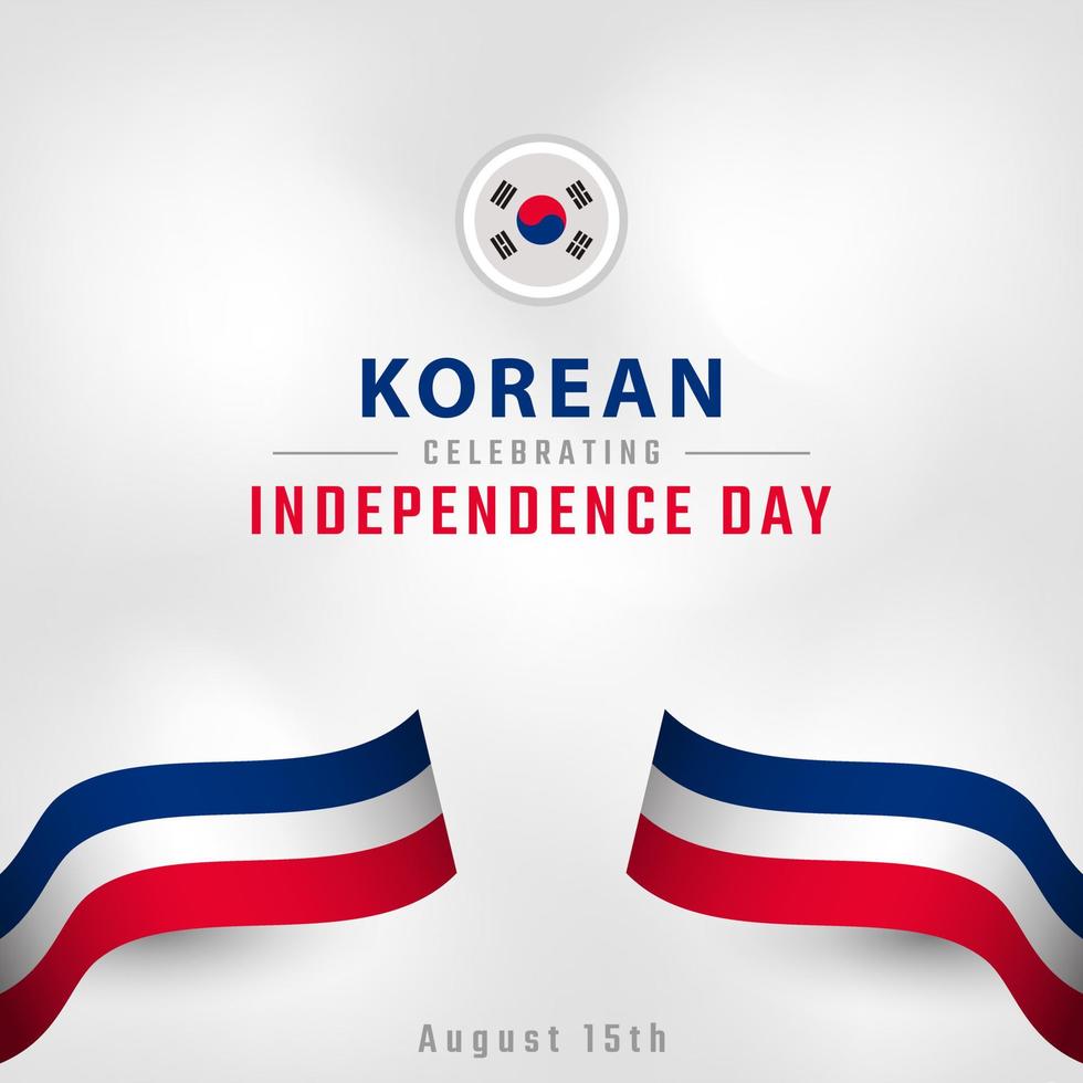 Happy South Korea Independence Day August 15th Celebration Vector Design Illustration. Template for Poster, Banner, Advertising, Greeting Card or Print Design Element