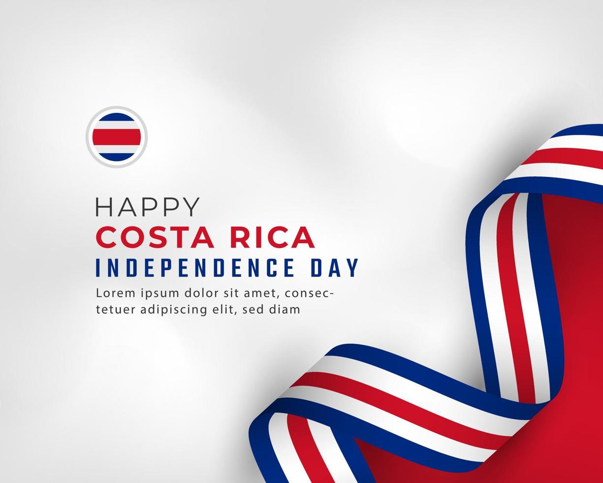 feliz día de la independencia de costa rica 15 de septiembre celebración ilustración de diseño vectorial. plantilla para poster, pancarta, publicidad, tarjeta de felicitación o elemento de diseño de impresión vector