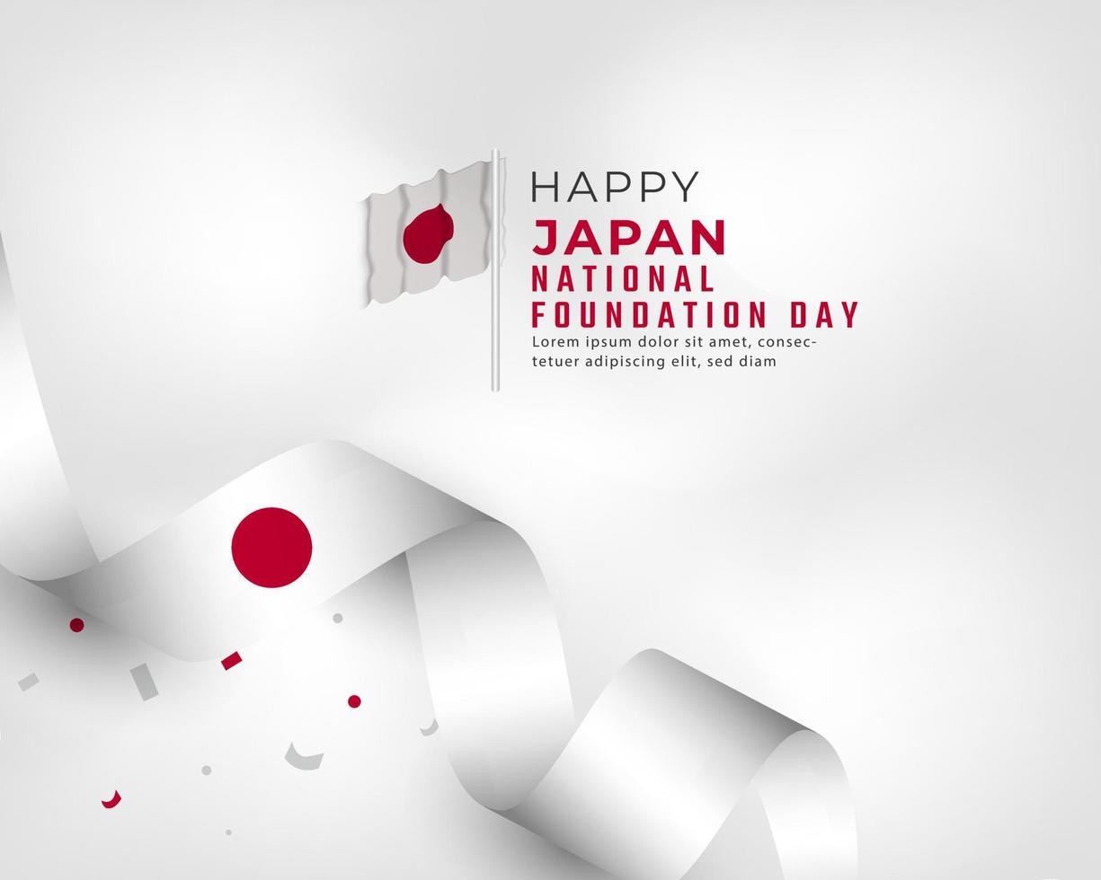 feliz día de la fundación nacional de japón 11 de febrero celebración ilustración de diseño vectorial. plantilla para poster, pancarta, publicidad, tarjeta de felicitación o elemento de diseño de impresión vector