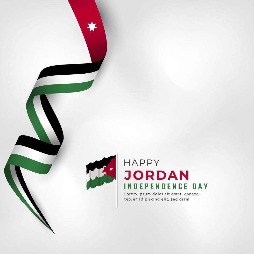 feliz día de la independencia de jordania 25 de mayo celebración ilustración de diseño vectorial. plantilla para poster, pancarta, publicidad, tarjeta de felicitación o elemento de diseño de impresión vector