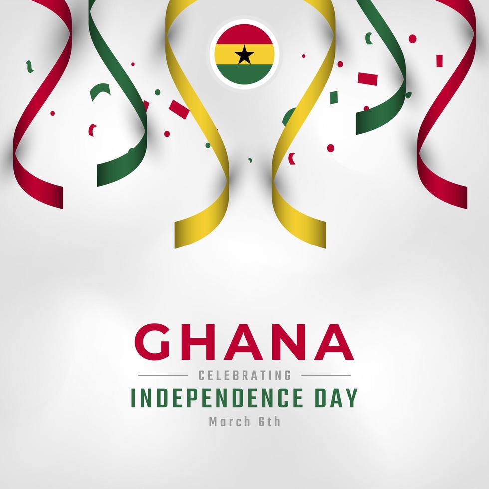 feliz día de la independencia de ghana 6 de marzo celebración ilustración de diseño vectorial. plantilla para poster, pancarta, publicidad, tarjeta de felicitación o elemento de diseño de impresión vector