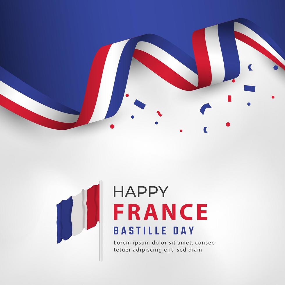 feliz día de la bastilla de francia o celebración del día de la independencia ilustración de diseño vectorial. plantilla para poster, pancarta, publicidad, tarjeta de felicitación o elemento de diseño de impresión vector