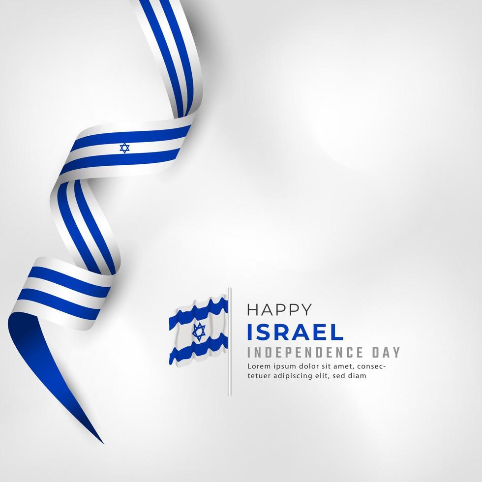 feliz celebración del día de la independencia de israel ilustración de diseño vectorial. plantilla para poster, pancarta, publicidad, tarjeta de felicitación o elemento de diseño de impresión vector