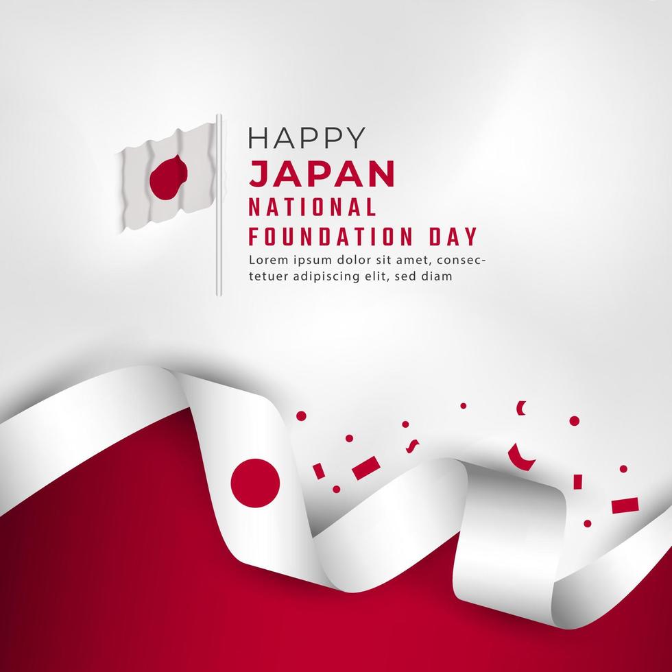 feliz día de la fundación nacional de japón 11 de febrero celebración ilustración de diseño vectorial. plantilla para poster, pancarta, publicidad, tarjeta de felicitación o elemento de diseño de impresión vector