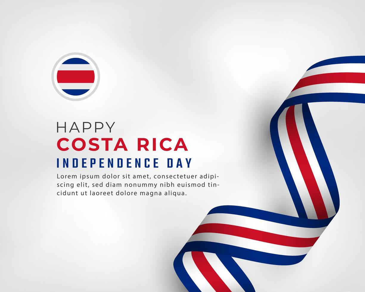 feliz día de la independencia de costa rica 15 de septiembre celebración ilustración de diseño vectorial. plantilla para poster, pancarta, publicidad, tarjeta de felicitación o elemento de diseño de impresión vector