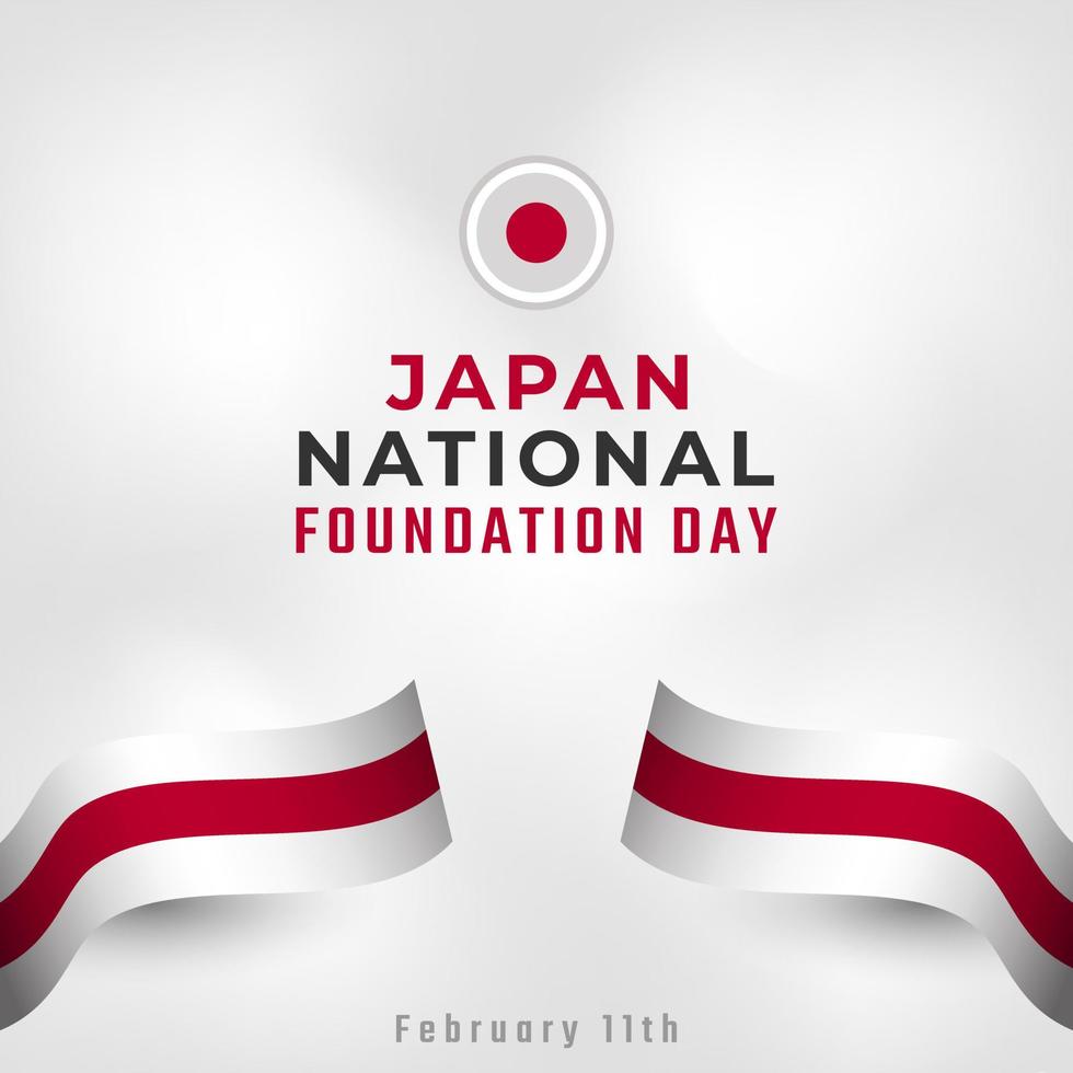 Happy Japan National Foundation day February 11th Celebration Vector Design Illustration. Template for Poster, Banner, Advertising, Greeting Card or Print Design Element