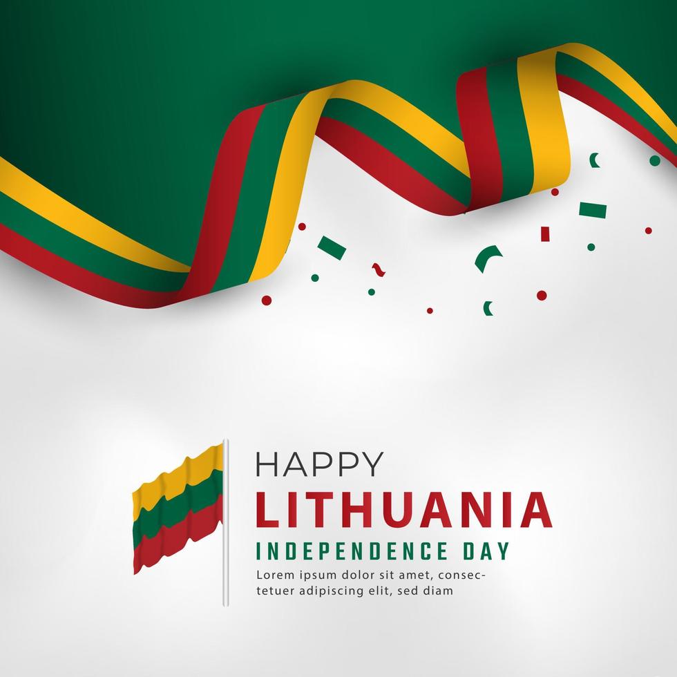 Happy Lithuania Independence Day March 11th Celebration Vector Design Illustration. Template for Poster, Banner, Advertising, Greeting Card or Print Design Element