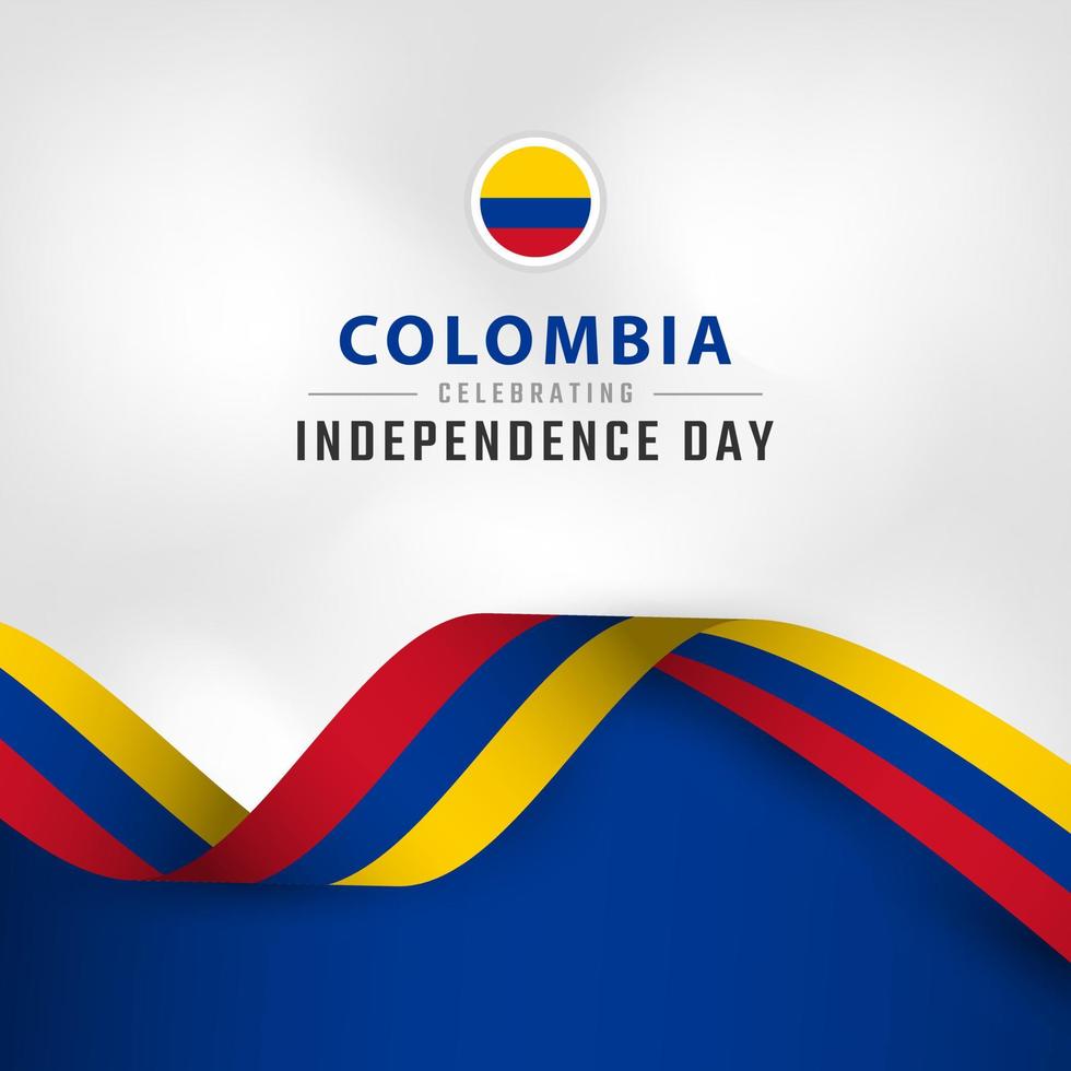 feliz día de la independencia de colombia 20 de julio celebración ilustración de diseño vectorial. plantilla para poster, pancarta, publicidad, tarjeta de felicitación o elemento de diseño de impresión vector