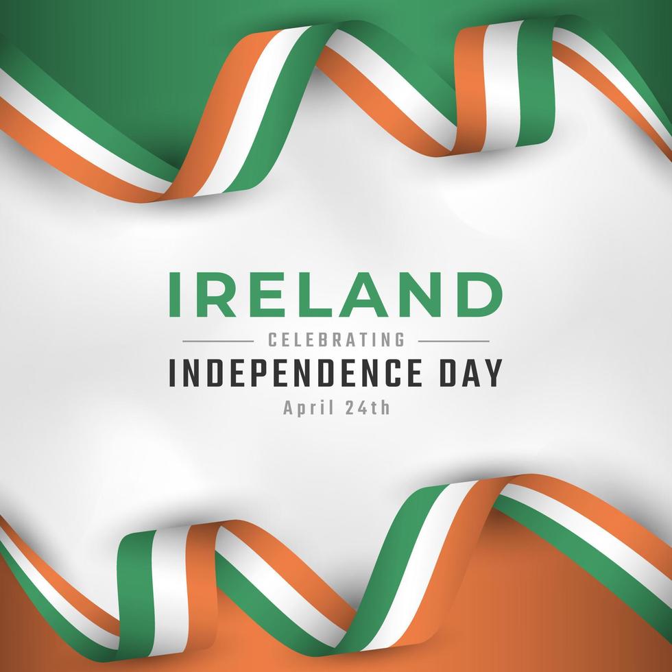 feliz día de la independencia de irlanda 24 de abril celebración ilustración de diseño vectorial. plantilla para poster, pancarta, publicidad, tarjeta de felicitación o elemento de diseño de impresión vector