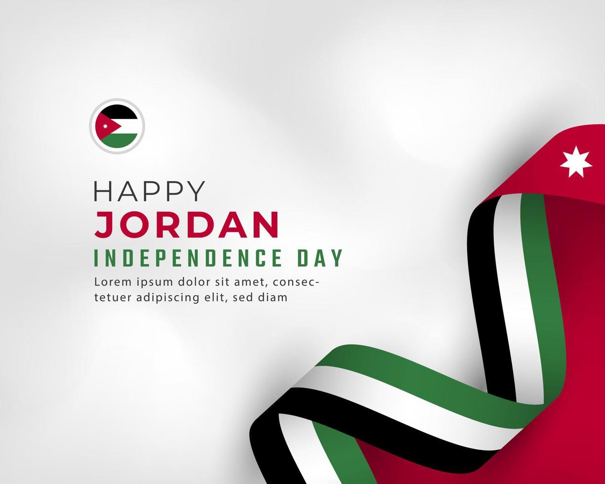 Happy Jordan Independence Day May 25th Celebration Vector Design Illustration. Template for Poster, Banner, Advertising, Greeting Card or Print Design Element