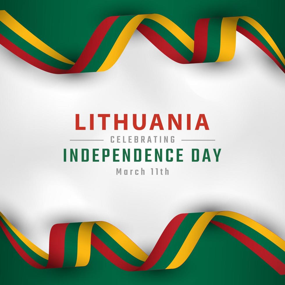 feliz día de la independencia de lituania 11 de marzo celebración ilustración de diseño vectorial. plantilla para poster, pancarta, publicidad, tarjeta de felicitación o elemento de diseño de impresión vector