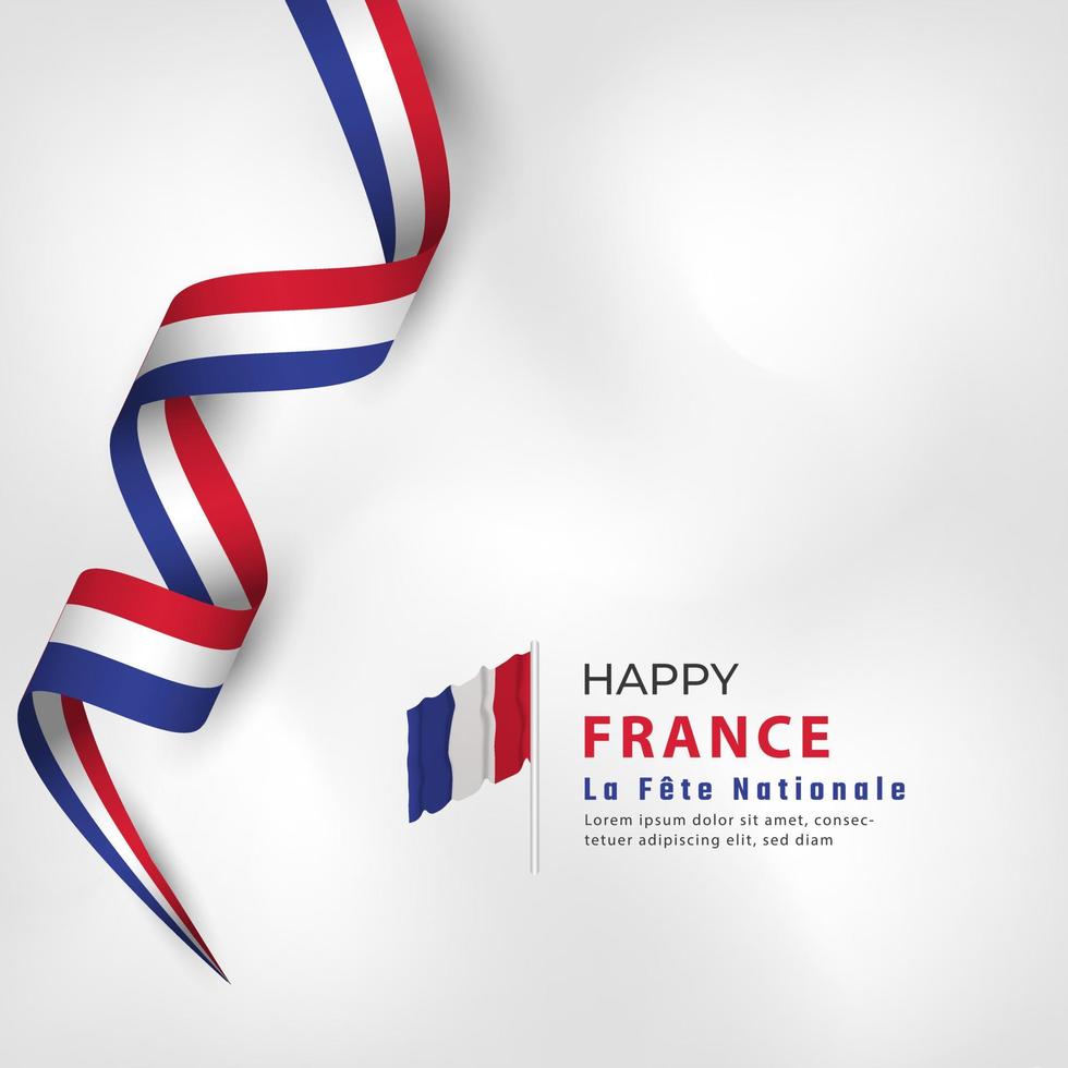 Happy France Bastille Day or Independence Day Celebration Vector Design Illustration. Template for Poster, Banner, Advertising, Greeting Card or Print Design Element