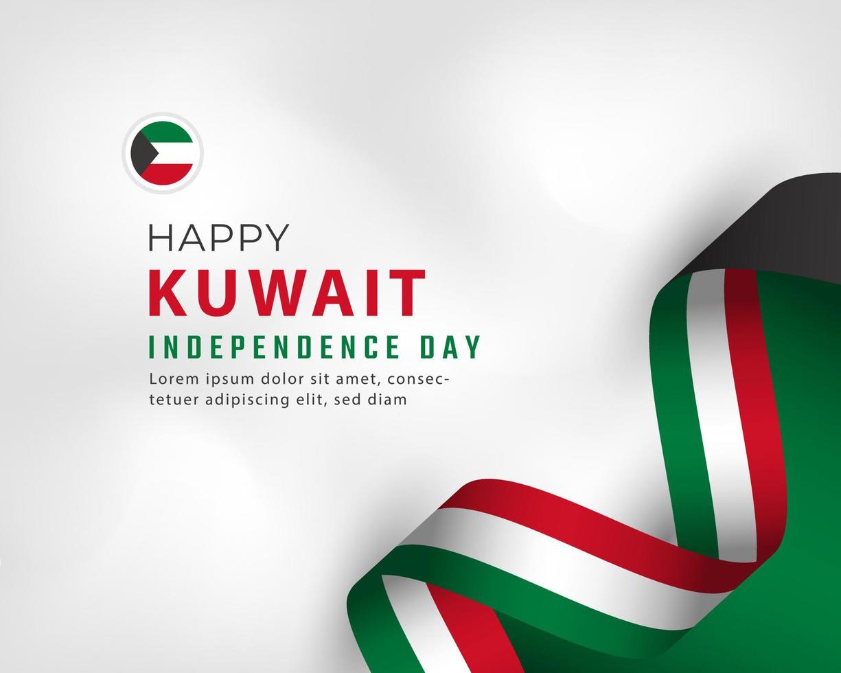 Happy Kuwait Independence Day February 25th Celebration Vector Design Illustration. Template for Poster, Banner, Advertising, Greeting Card or Print Design Element