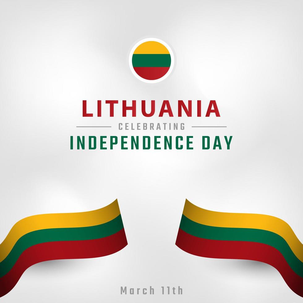 Happy Lithuania Independence Day March 11th Celebration Vector Design Illustration. Template for Poster, Banner, Advertising, Greeting Card or Print Design Element