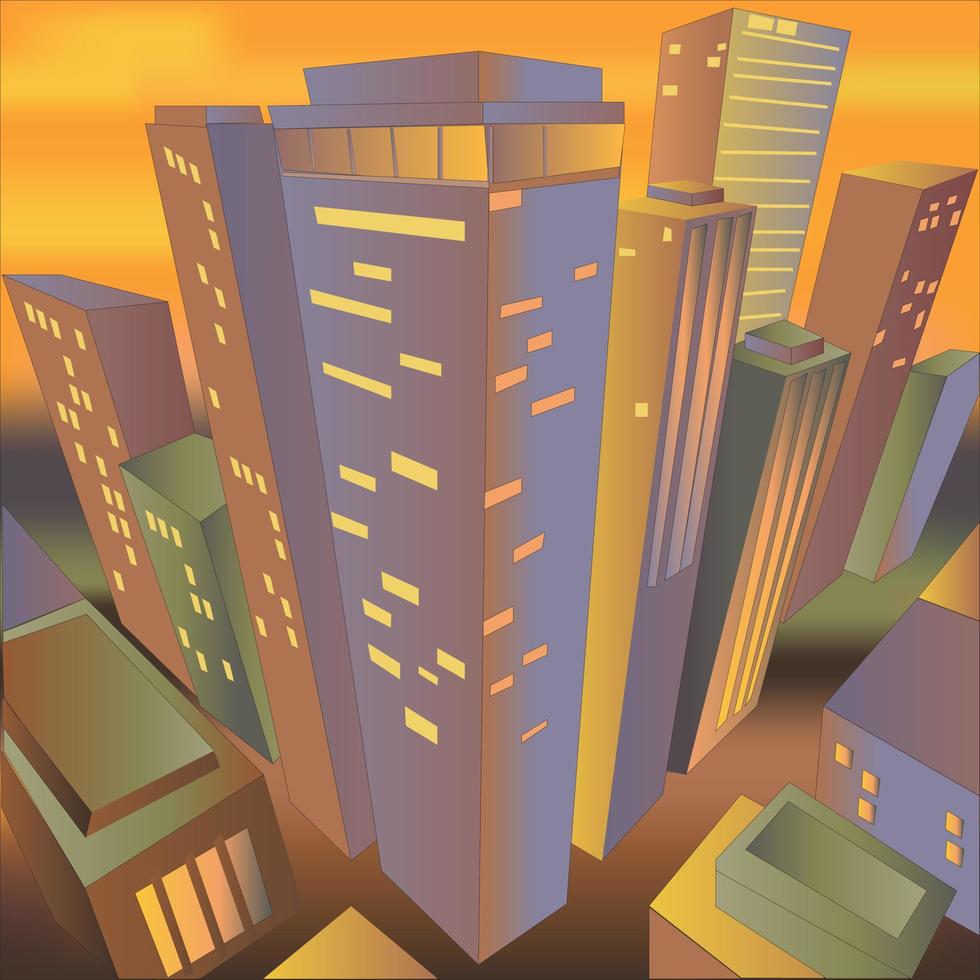 ilustración de vista de ciudad moderna vector