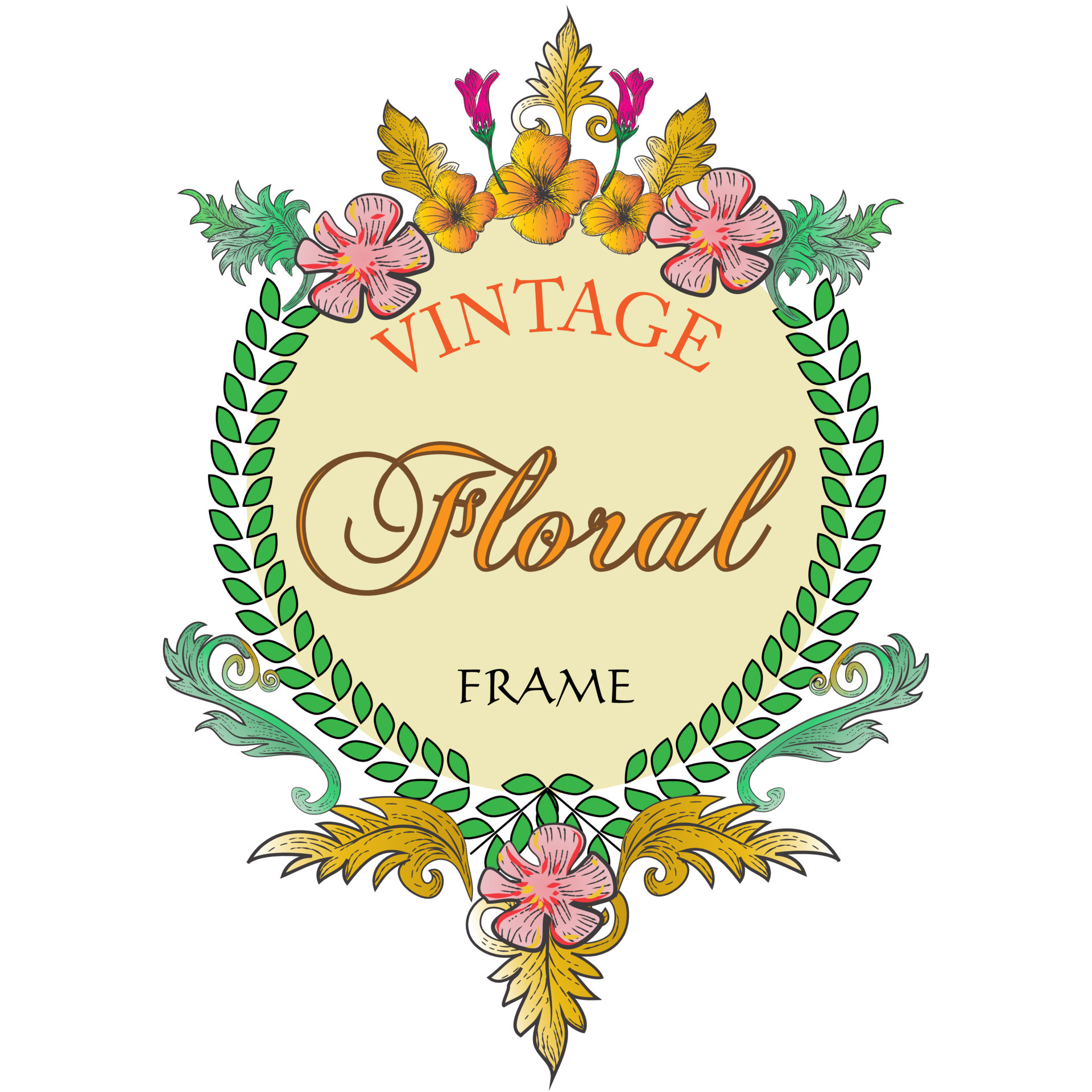 Vintage Floral Frame 8694399 Vector Art at Vecteezy