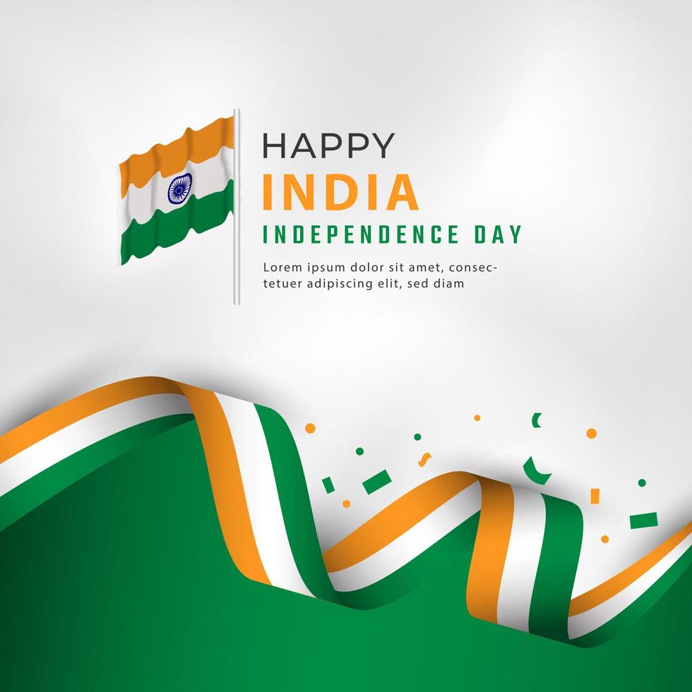 feliz día de la independencia india 15 agosto celebración vector diseño ilustración. plantilla para poster, pancarta, publicidad, tarjeta de felicitación o elemento de diseño de impresión