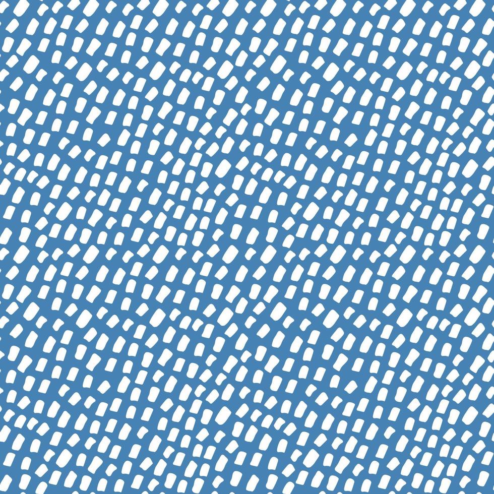 Simple geometric vector seamless pattern on blue background. Cute white elements print. Animal skin background.