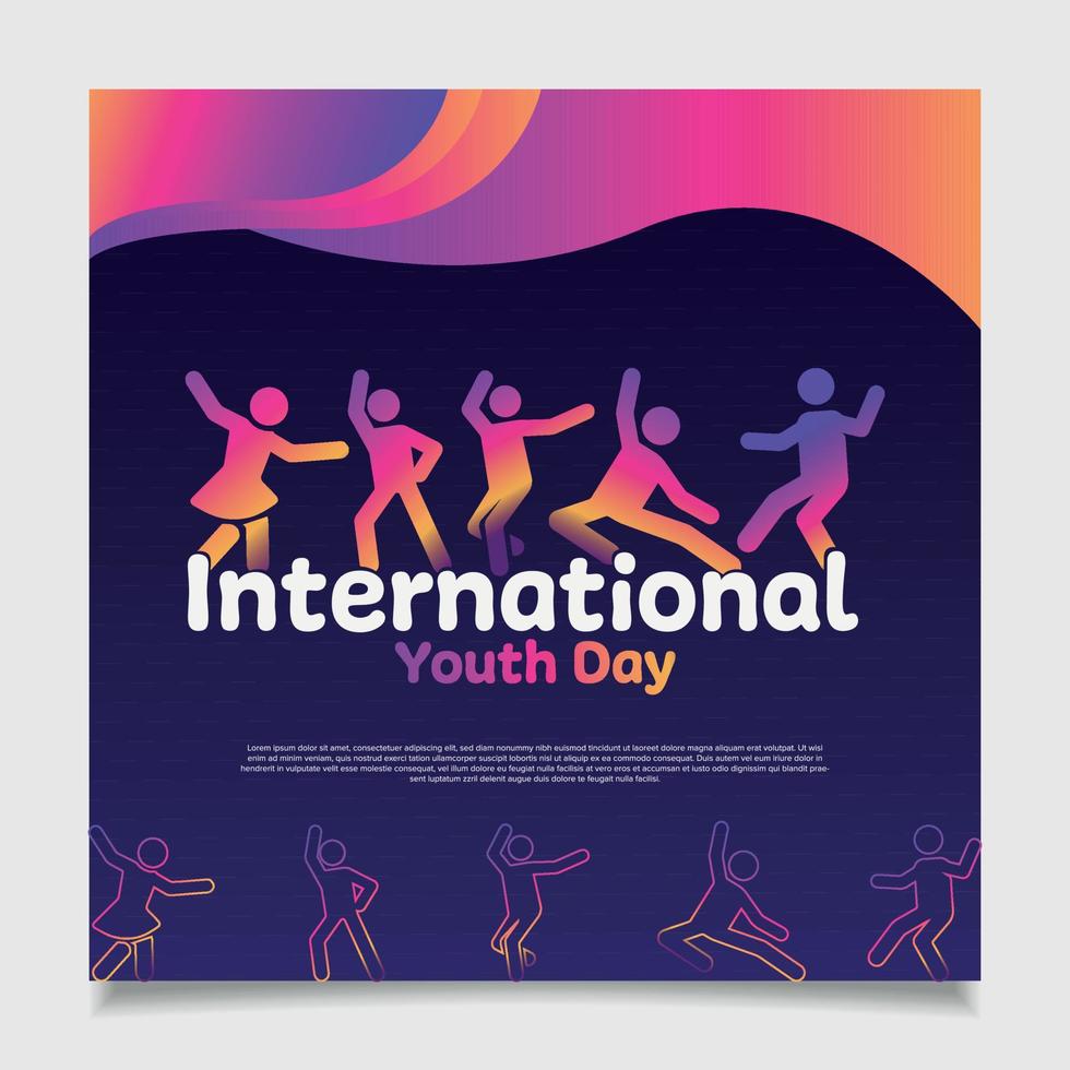 diseño de banner del día internacional de la juventud vector